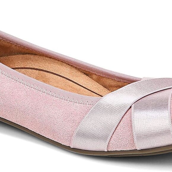 Vionic Spark Maria Pink Suede Cross Strap Flats Sz 9 - Picture 1 of 8